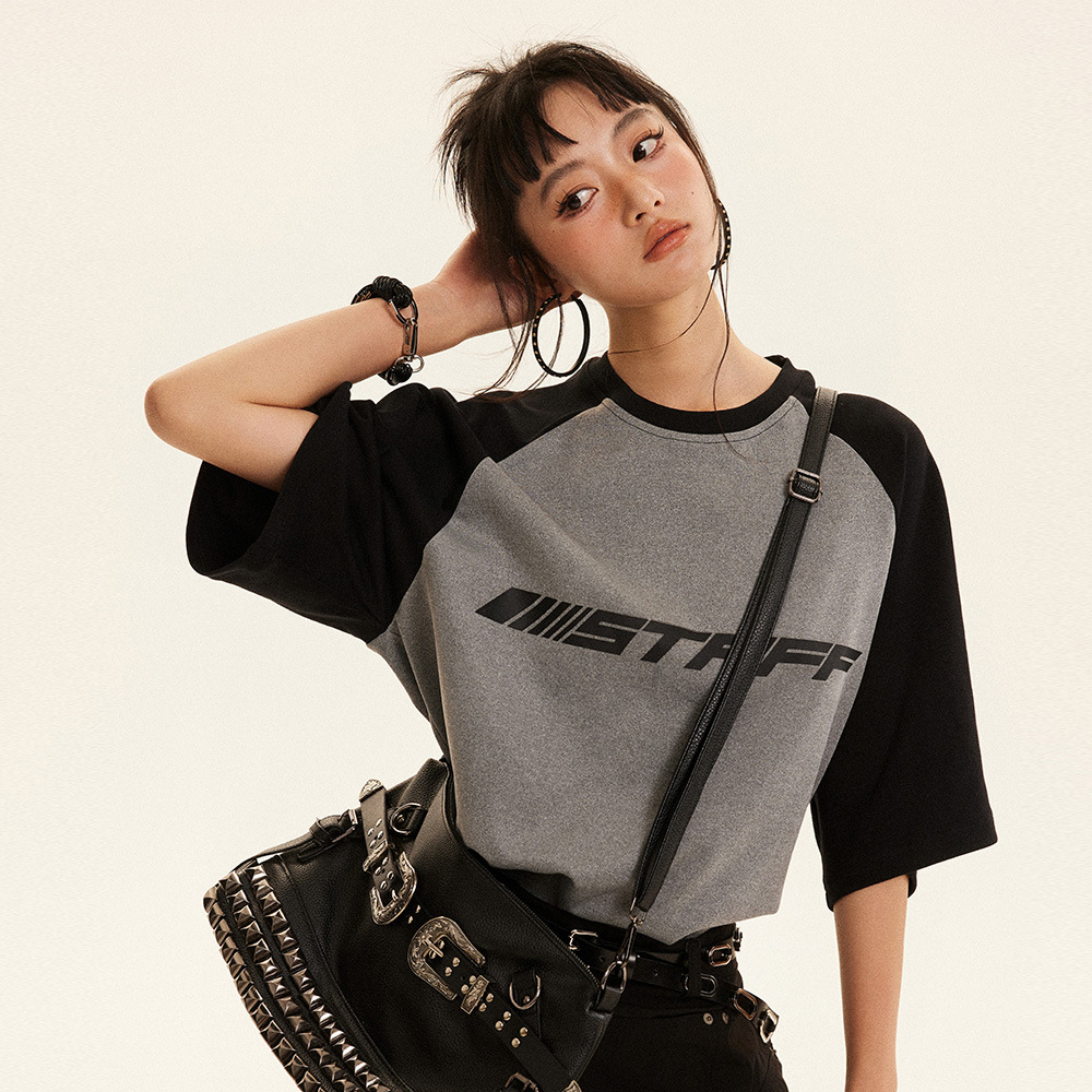 Color Matching Letter Print Short-sleeve T-shirt Men