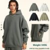Loose Fleece-lined Sports Sweater Invisible Zipper American Style